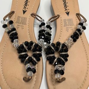 Mexican Sandals Black Beading size 6